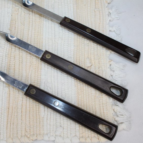 VTG STANHOME STAINLESS 3 PIECE BBQ TOOLS SET FORK SERVING SPOON SLOTTED SPATULA - Picture 10 of 14